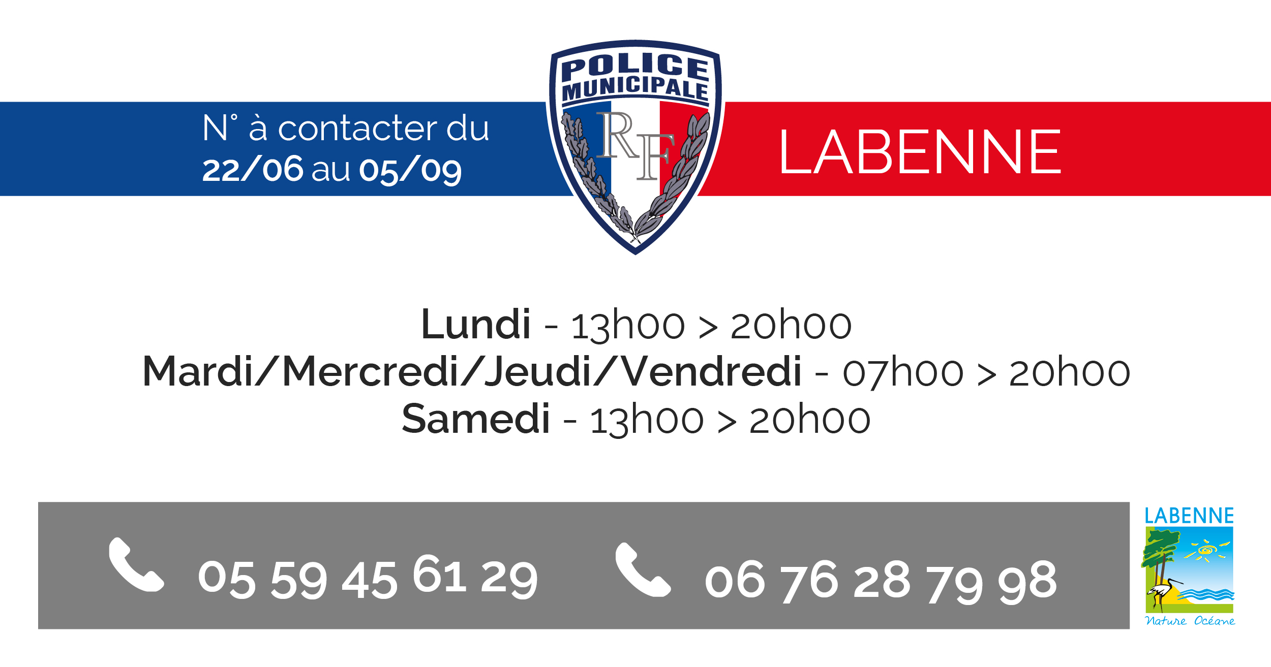 Nouveau numéro de téléphone Police Municipale de LABENNE 